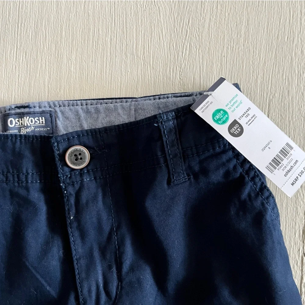 NWT OshKosh Boys Navy Chino Shorts Size 8